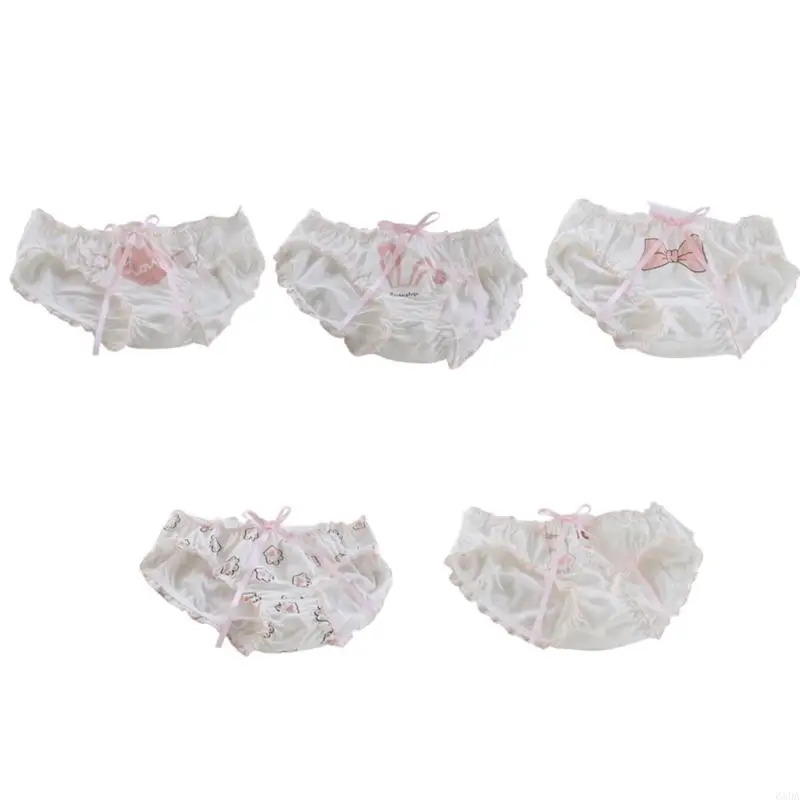 

Feminine Underwear With Ruffled Detail Soft Cotton Gusset Panties Briefs Bowknot Lingerie For Women Underpants 6XDA