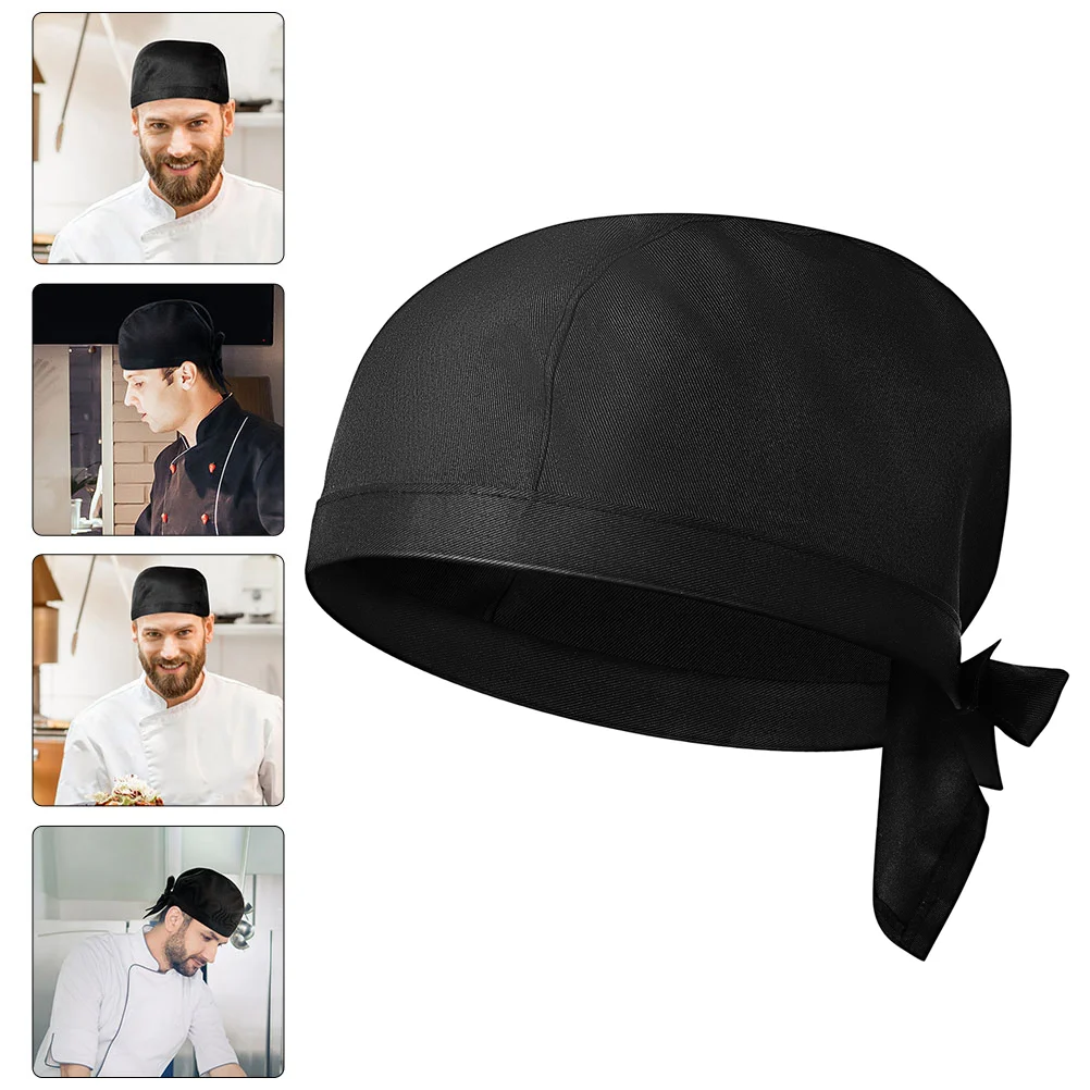 Bonés de caveira para homens, chapéu de chef elegante, garçom de cozinha, uniforme de hotel, pano de algodão, cozinheiros, preto, restaurante, miss