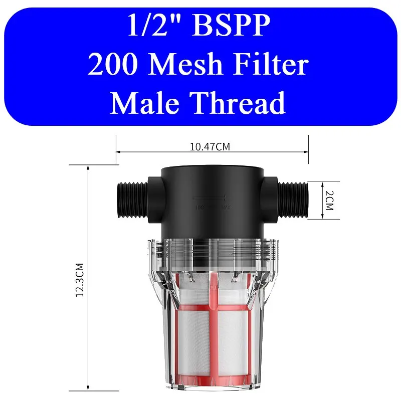 1/2" 3/4" 1" BSPP mannelijke schroefdraad, inbouwzeef voor water, 10-200 mesh, roestvrijstalen voorfilter voor waterpomp, hogedrukreiniger.