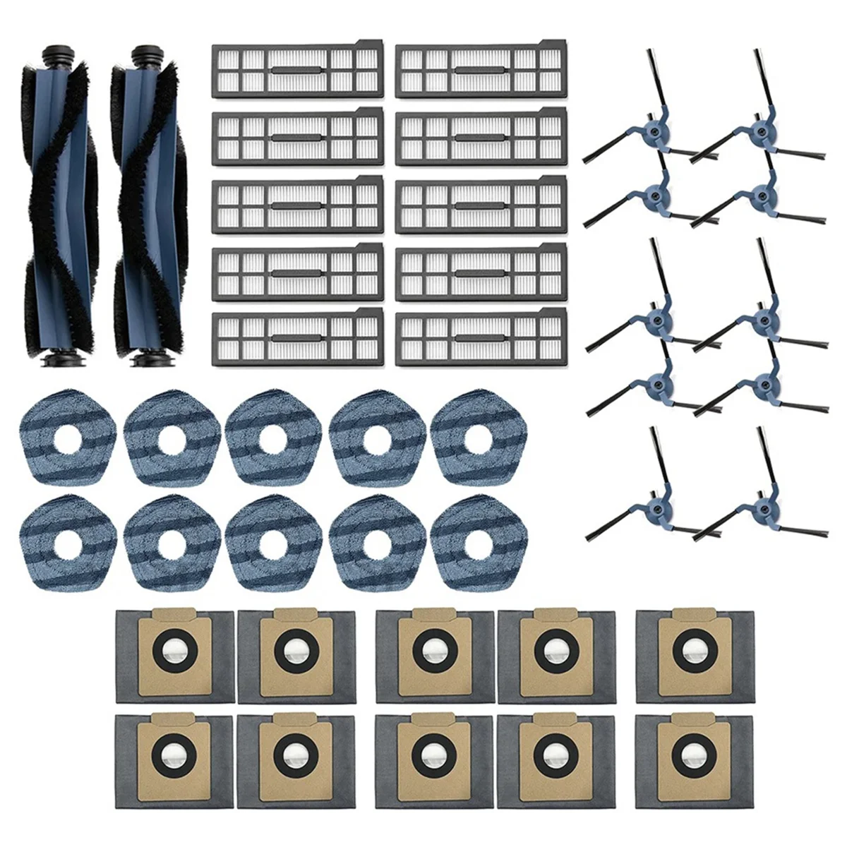 

For X10 Pro Omni Replacement Parts Accessories Roller Side Brush Filters Mop Cloth Dust Bags