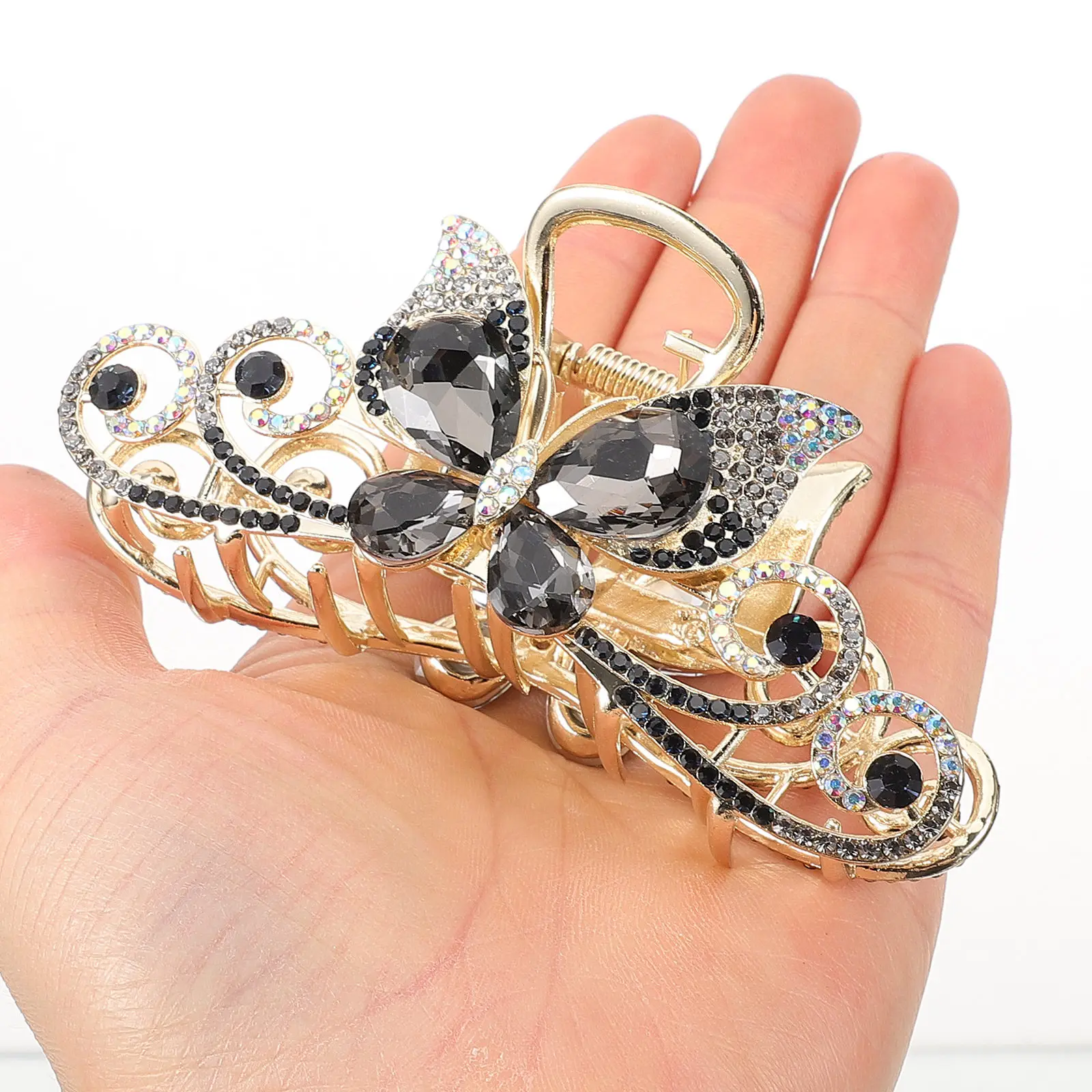 

Большая заколка-краб для волос с надежным захватом, не скользит, подходит для всех типов волос, модная заколка-бабочка для женщин и повседневного использования