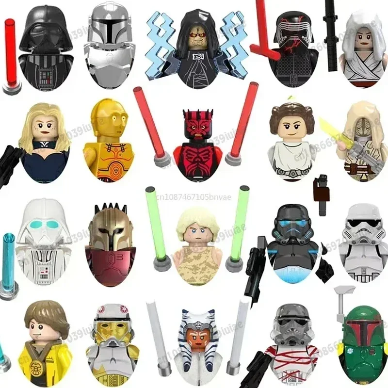 

HEROCROSS STAR WARS Han Solo Leia C-3PO BobaFett Robot Figure Toy Bricks Assembling Doll Building Birthday TV8003 TV8005