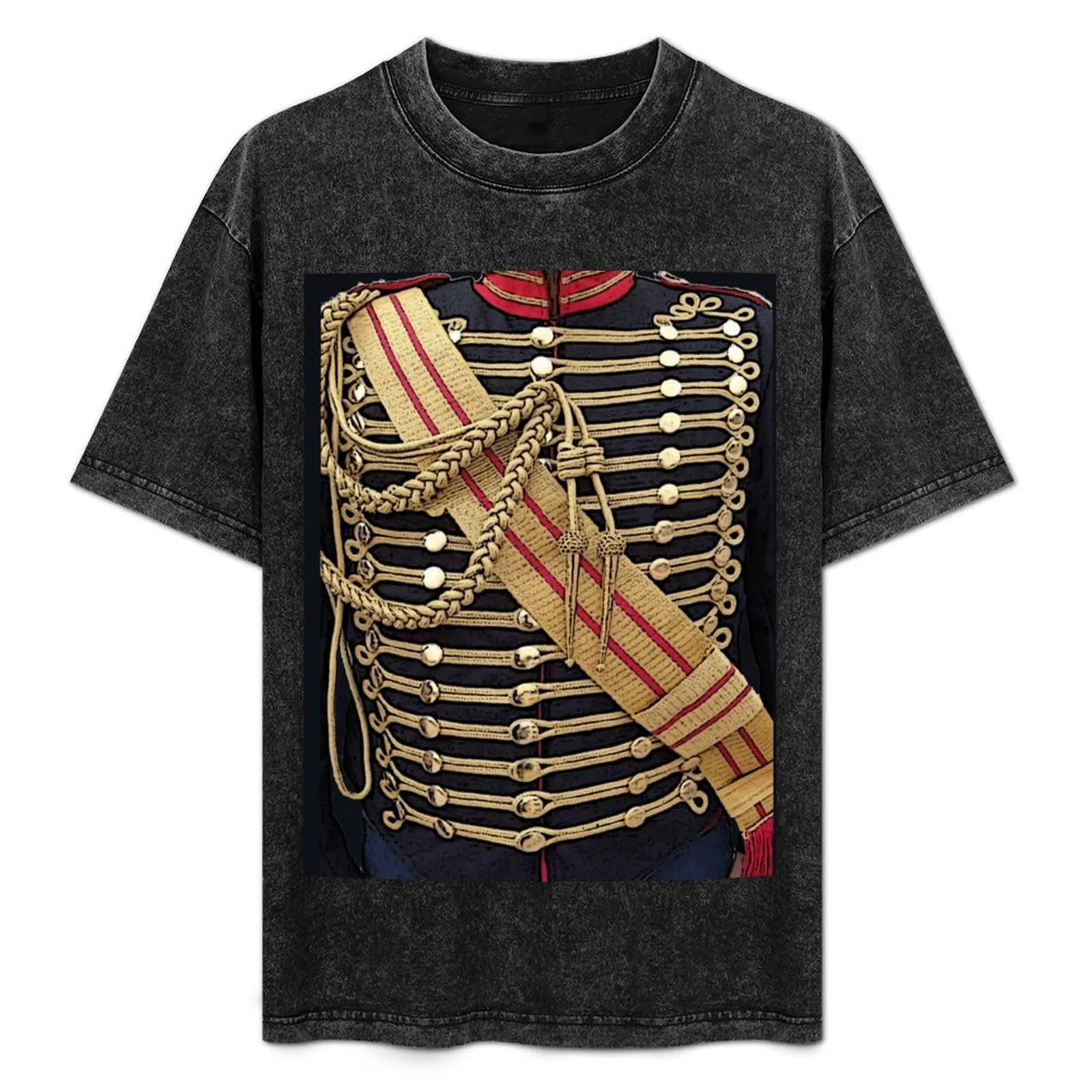 

Simulated uniform; blue Hussar jacket with gold trim. T-Shirt cotton graphic tees blue lock tee shirts for men