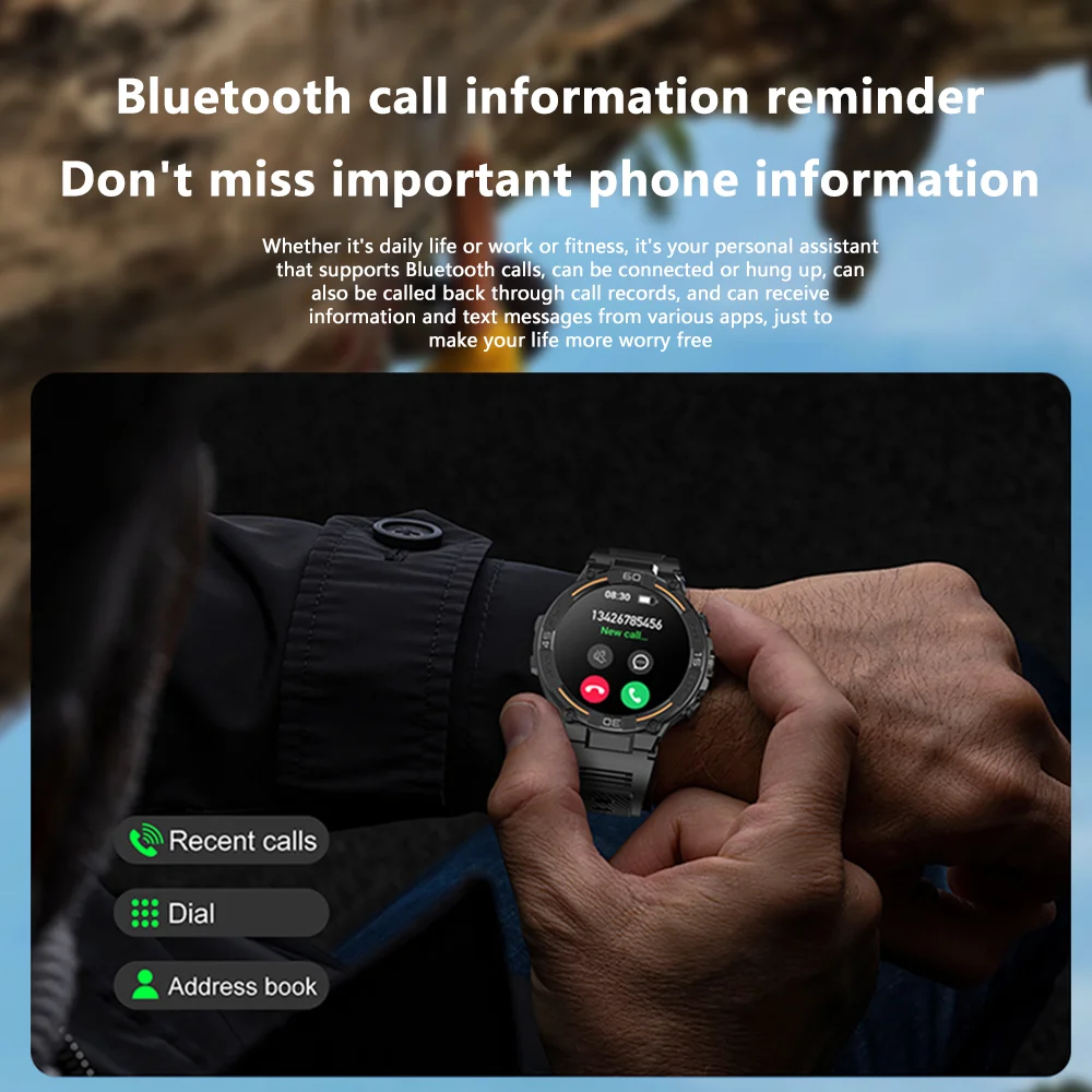 2025 nuevo reloj inteligente al aire libre para hombres 360*360 pantalla HD linterna de ritmo cardíaco impermeable Bluetooth llamada Smartwatch para Huawei Xiaomi