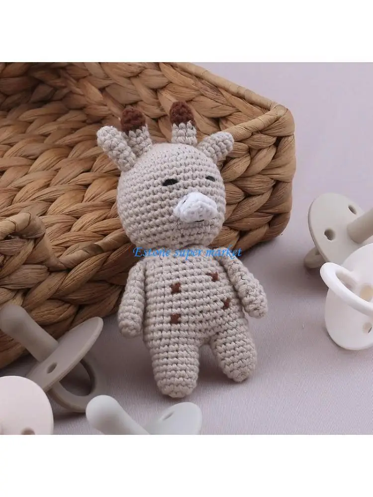 

090B 13cm Mini Crochet Deer Cuddle for Doll Stuffed Toy Soft PP Cotton Filled Loneliness Comfort Baby Room Decor Car for Key