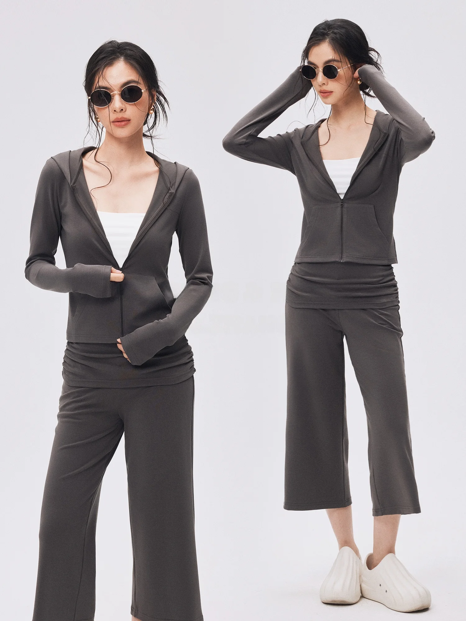 

ZzZHANG Casual Slimming Lenzing Soft Outerwear Set Eighteen Pants Super Slimming Easy Travel Women's Fashion Spring Summer