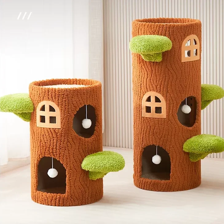 Árbol rascador para gatos con nido tipo cueva para amantes de los felinos, con caja de juguetes interactivos para gatos, productos para mascotas, nido sostenible para gatos