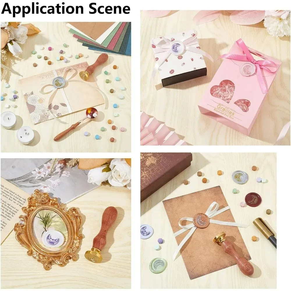 Selo de lua 25mm selos de vedação vintage cabeça de latão removível com alça de madeira para convites de envelopes de festa