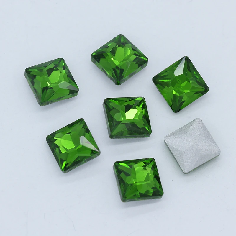 30p 10mm square color faceted glass fancy stone pointed foiled back crystal rhinestone jewelry Decoration shoes Garment Material
