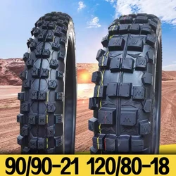 Front 90/90-21 rear 120/80-18 deep tooth off-road motorcycle tire modified with widened large flower outer tire