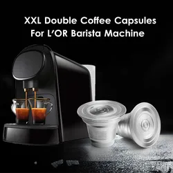 Taza de cápsula de café doble reutilizable XXL para máquina L'Or Barista LM8012, cápsula de filtro de café de acero inoxidable para máquina LOR