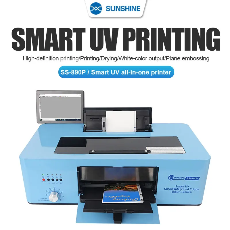 Sunshine SS-890P Smart UV Printer All-in-one Customization For IP Tablet Protective Film Picture Printing Cutting Printer