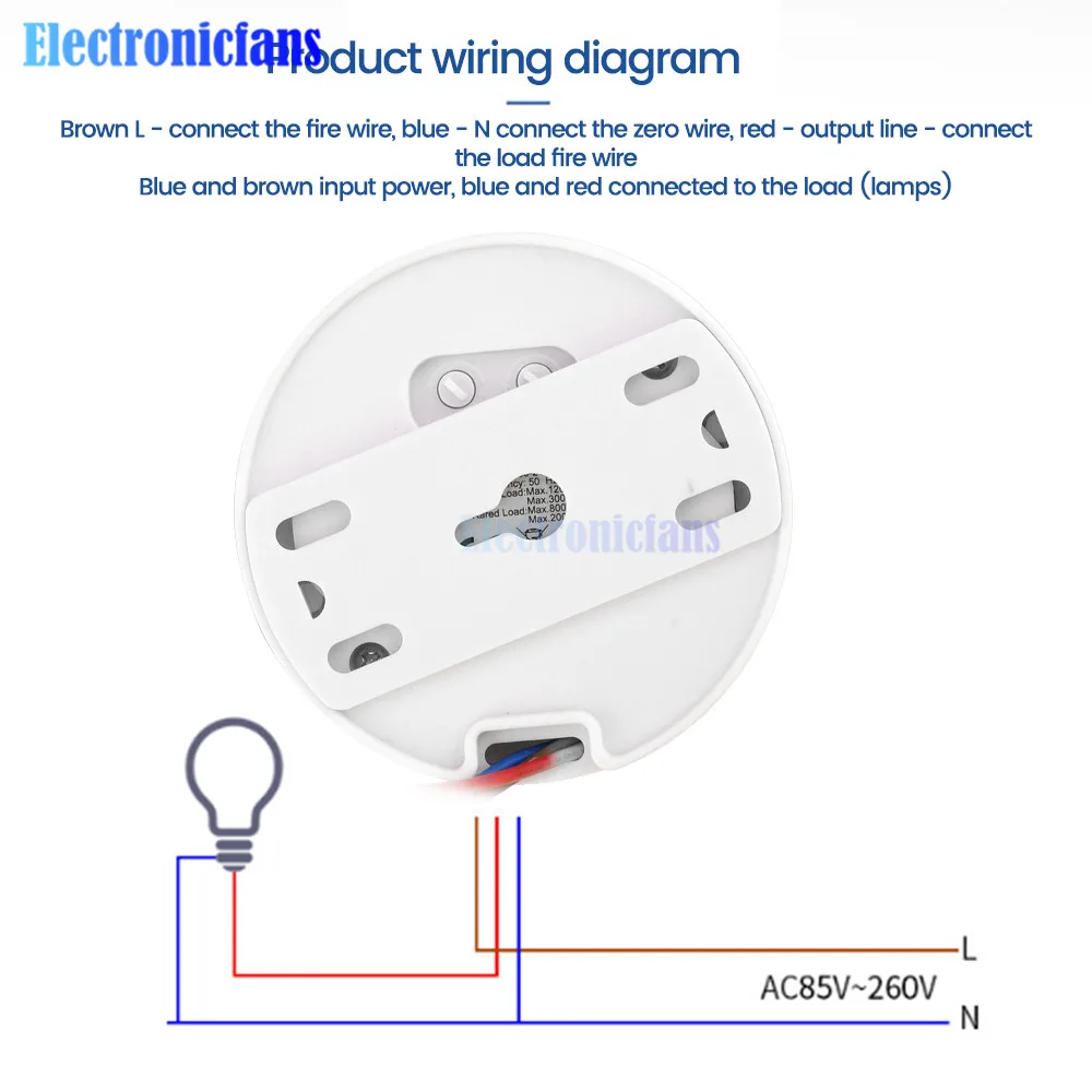 Interruptor de Sensor infrarrojo humano inteligente AC85-265V, detección de ángulo de cono de 360 grados, Sensor de movimiento PIR, Interruptor de