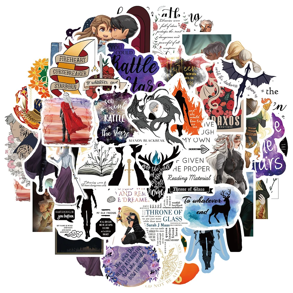 10/30/53pcs Fantasy Throne of Glass Stickers Classic Novels Decals Toy DIY Notebook Laptop Suitcase Car Cool Cartoon PVC Sticker