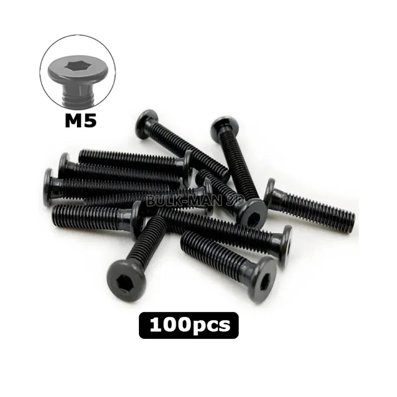 100Pcs/Lot M5 Low Profile Screw Black Carbon Steel Hex Hexagon Socket Ultra Thin Super Low Flat Head Allen Cap Screw Bolt