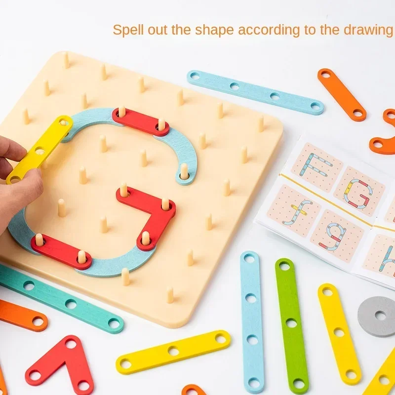 Kinder Holz Geoboard Spielzeug Nagel Bord Geometrische Spalte Set Bau Puzzle Geometrische Pegboard Montessori Sinnes Spielzeug