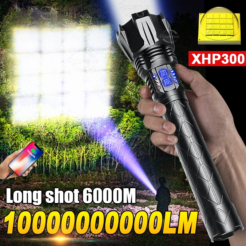 

Мощный светодиодный фонарь 10 000 000 люмен, яркий свет, зум-фонарь, для кемпинга, дальность 6000 м, тактический фонарь, лампа для рыбалки