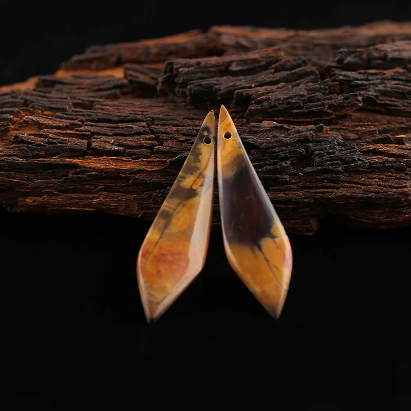 Auburn Multi-Color Picasso Jasper Carved Earring Beads-Handmade Natural Jewelry Ear Ornaments