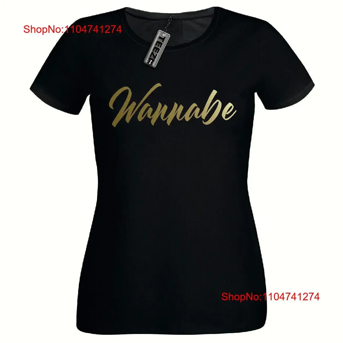 Wannabe تي شيرت للسيدات مزود بشعار ذهبي للفتيات جولة توابل عتيقة مغسولة للجنسين ملابس مصممة قابلة للتنفس ملابس خروج أنيقة