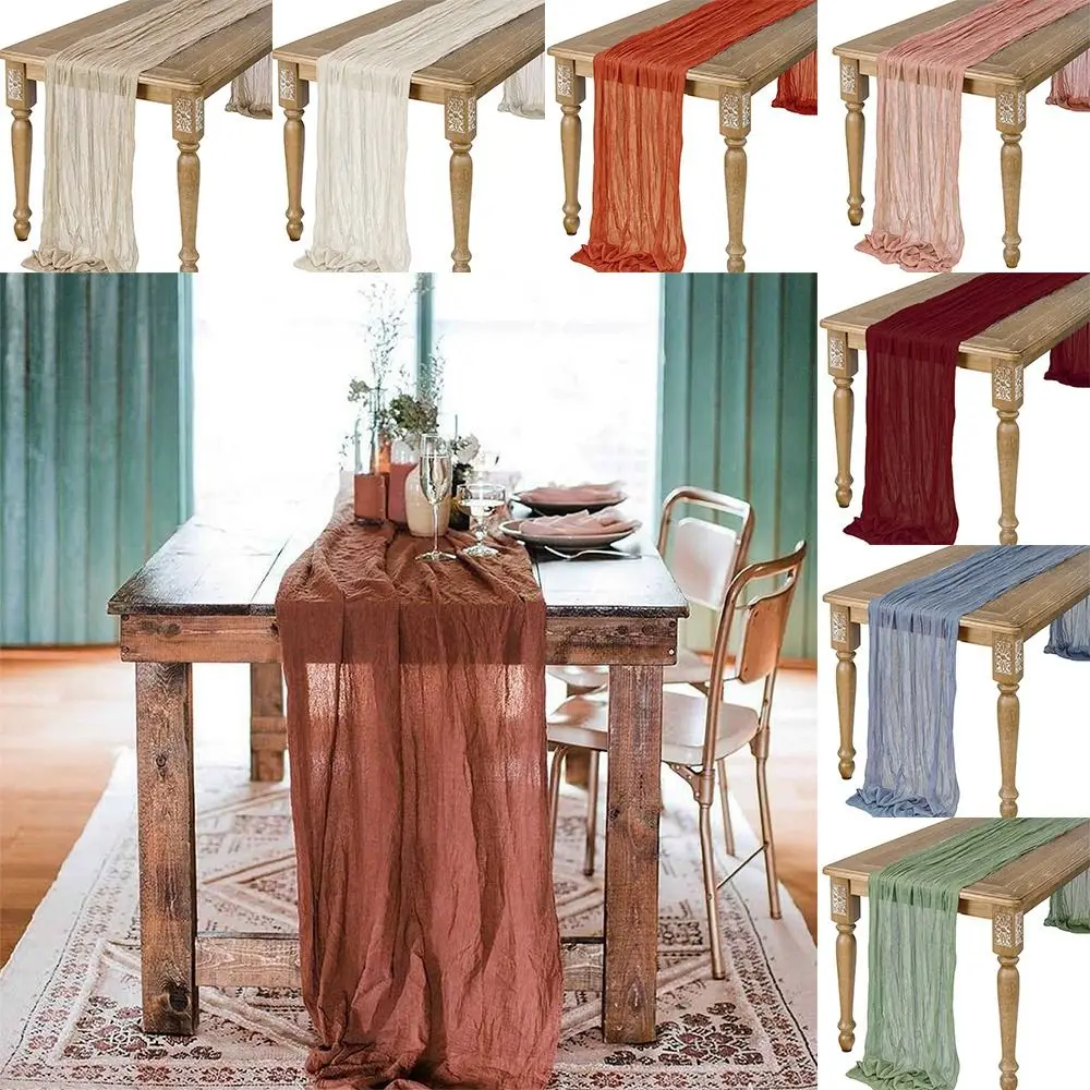 Semi-Sheer Gauze Table Runner Vintage Multipurpose Cheese Cloth Table Setting Retro Table Cloth