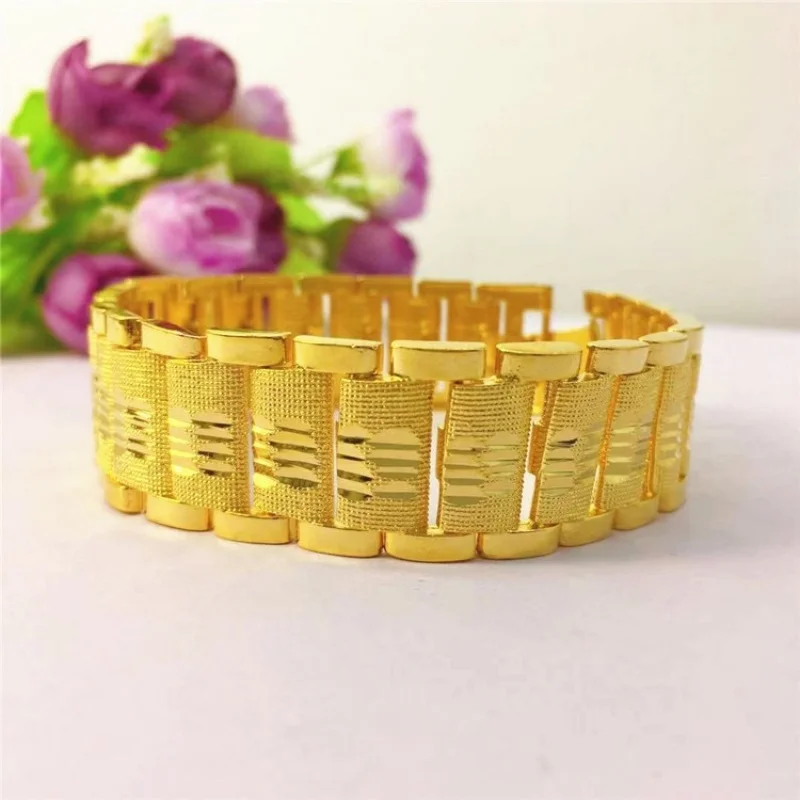 

9999 24k genuine gold men's watch style bracelet, fashionable and atmospheric gold bracelet, gold jewelry gold bracelet