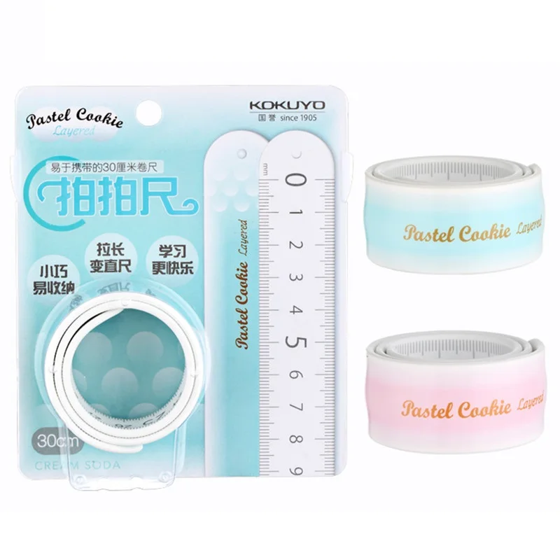 30cm Kokuyo Pastel Cookie Layered Ruler Mild Color Flexible Rule Band Tape Measure Tools Office School F7250