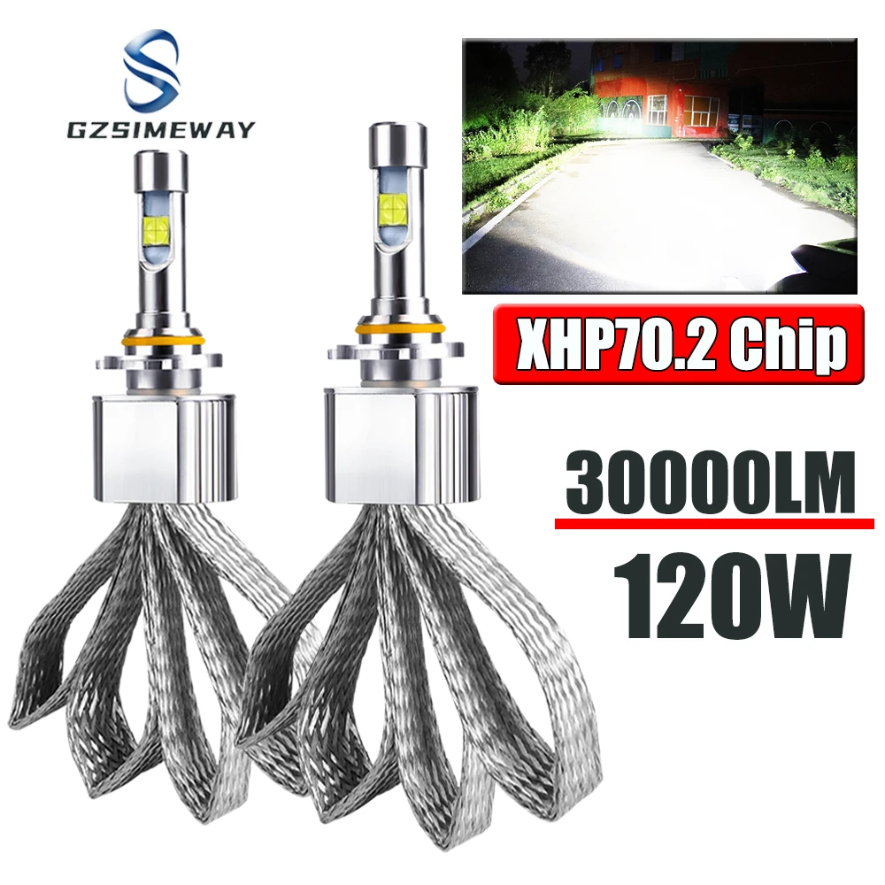 

2PCS H7 Led Headlight H4 Bulbs H8 H11 9012 9005 HB3 9006 HB4 D2H Auto Headlamp Fog Light XHP70 Chip 5500K 30000LM Car Lamp 6000K