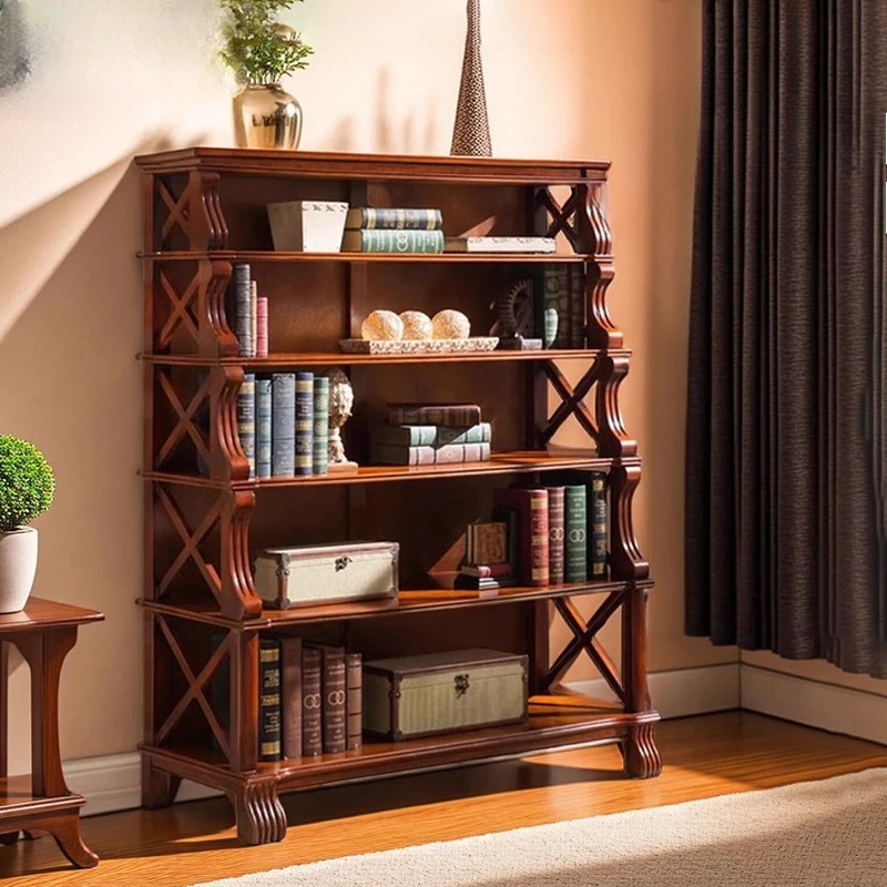 

Solid wood bookshelf European multi-level storage shelf bedroom study floor shelves living room storage display shelf bookcase