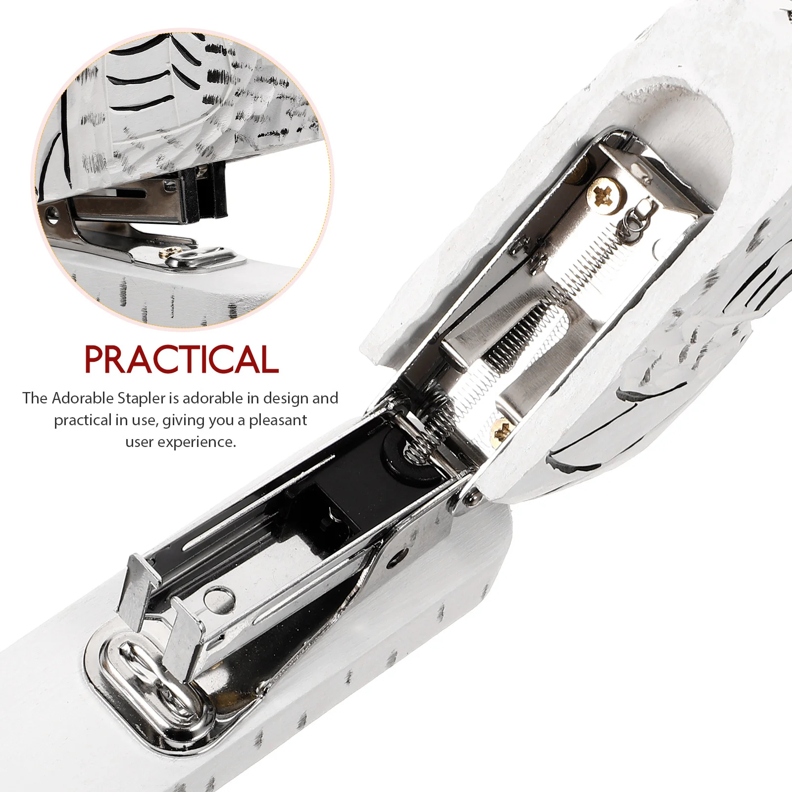 Handmade Wood Animal Stapler Rooster Style Reusable Office Paper Tool Compact Desktop Stapler for Documents Small Handy