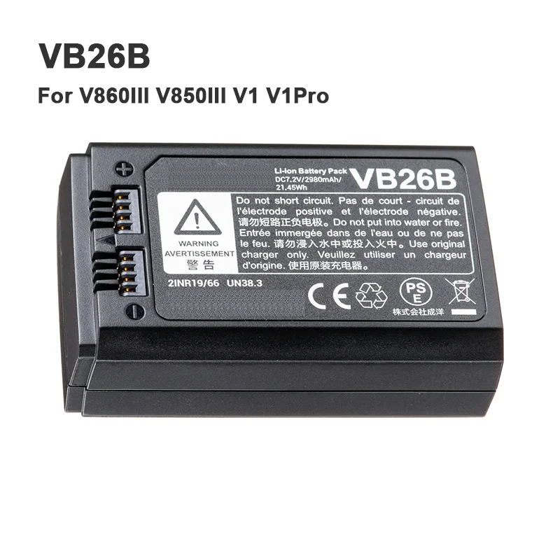 VB26B Battery for Godox V860III V850III V1 V1Pro Flash Speedlite Flash Head 7.2V 2980mAh 21.45Wh