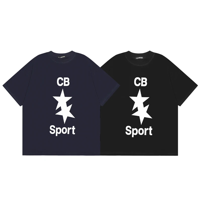 Summer Simple Round Neck CB T-shirt Unisex Loose Short Sleeve Logo Embroidery Tee Send Out in One Day
