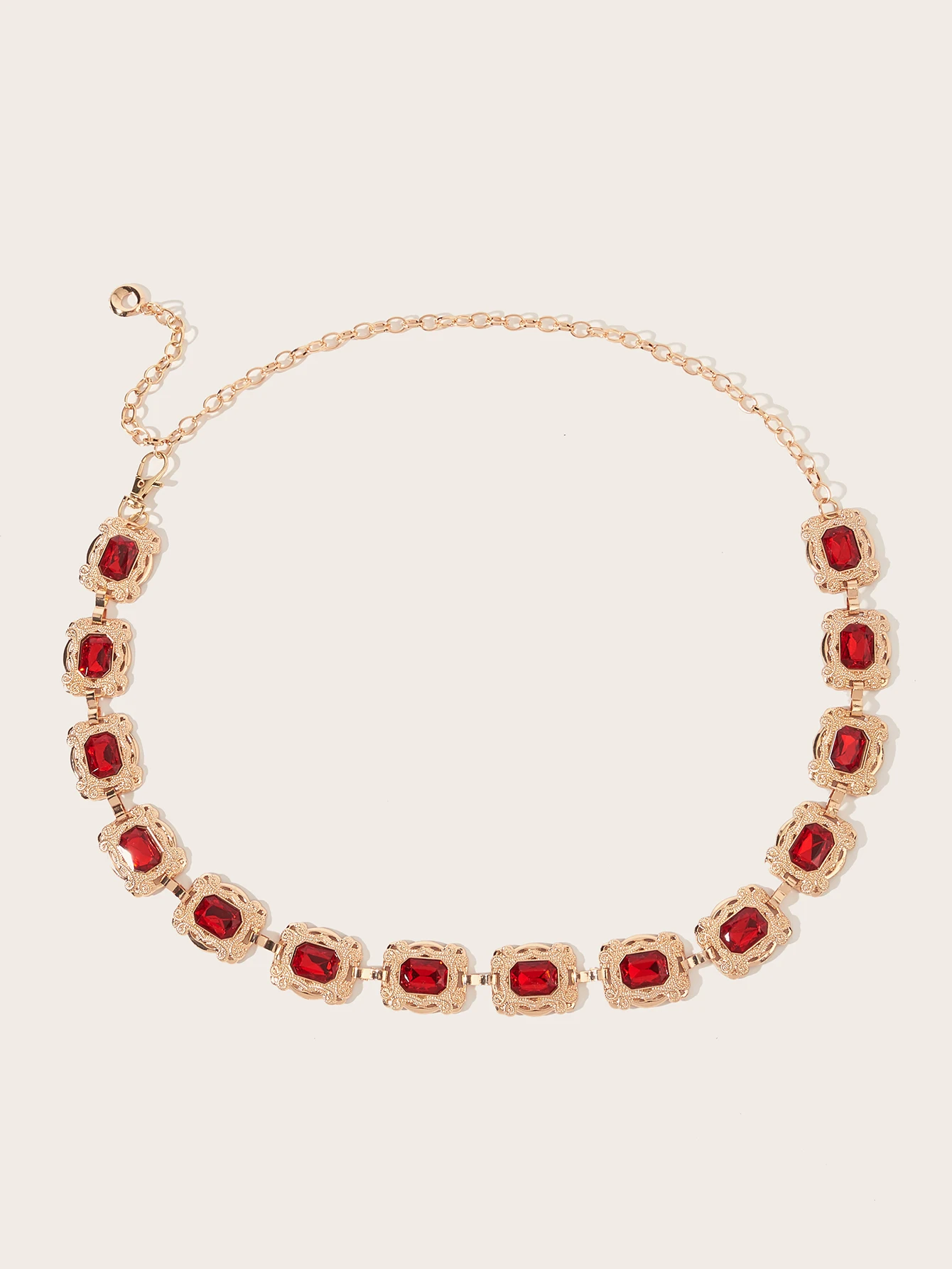1pc women\'s luxury noble ruby ​​multi-shape metal waist chain dress versatile decorative waist chain
