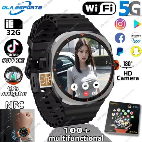 Nouveau 5G carte SIM Smartwatch Android GPS WIFI NFC montre intelligente homme femmes 1.6 pouces Google Play TiKTok télécharger APP caméra montre-bracelet