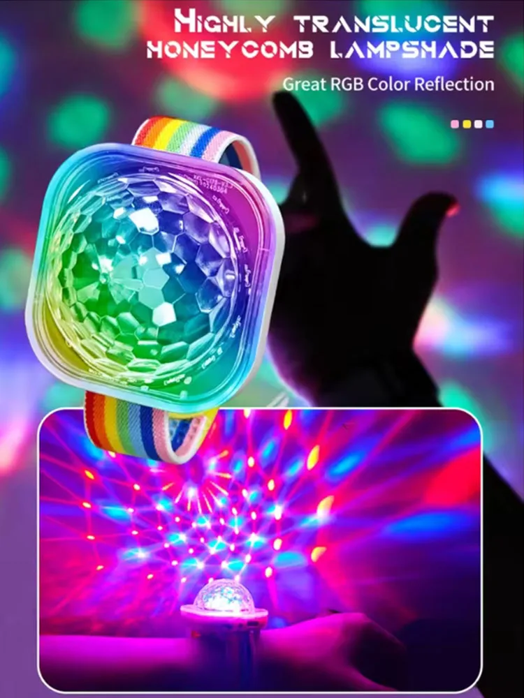 Portable LED Colorful Night Light Disco Stage Light Sound Control Wearable Childrens Toys Watch Ambient Lamp for KTV Concert Bar