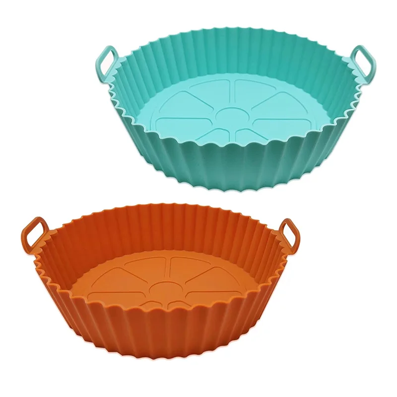 

2 Air Fryer Silicone Pot Large Sizes,Air Fryer Accessories, Reusable Non-Stick Air Fryer Mats Universal Air Fryer Basket