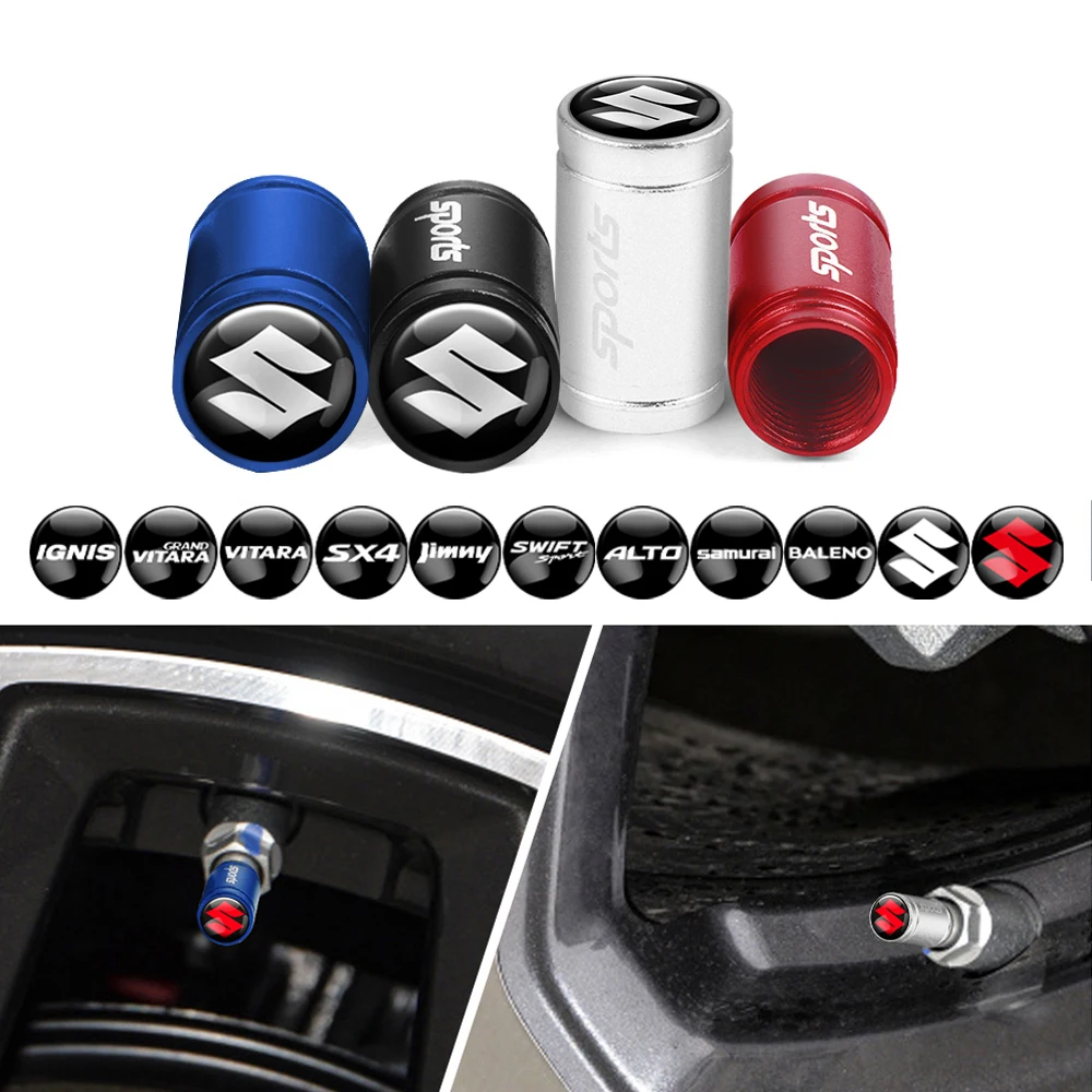 

4Pcs Car Wheel Hub Valve 3D Metal Dustproof Tire Valve Cap For Suzuki Grand Vitara Baleno SX4 Swift Jimny IGNIS ALTO Accessories