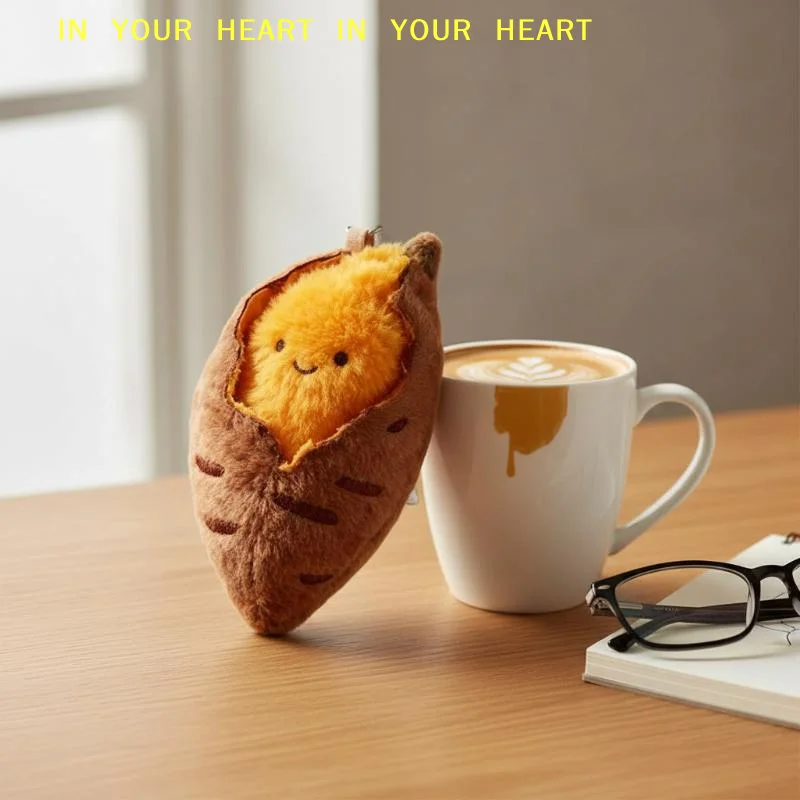 【X】Realistic Roasted Sweet Potato Plush Keychain Creative Simulated Food Stuffed Charm for Backpack Valentine's Day Gift