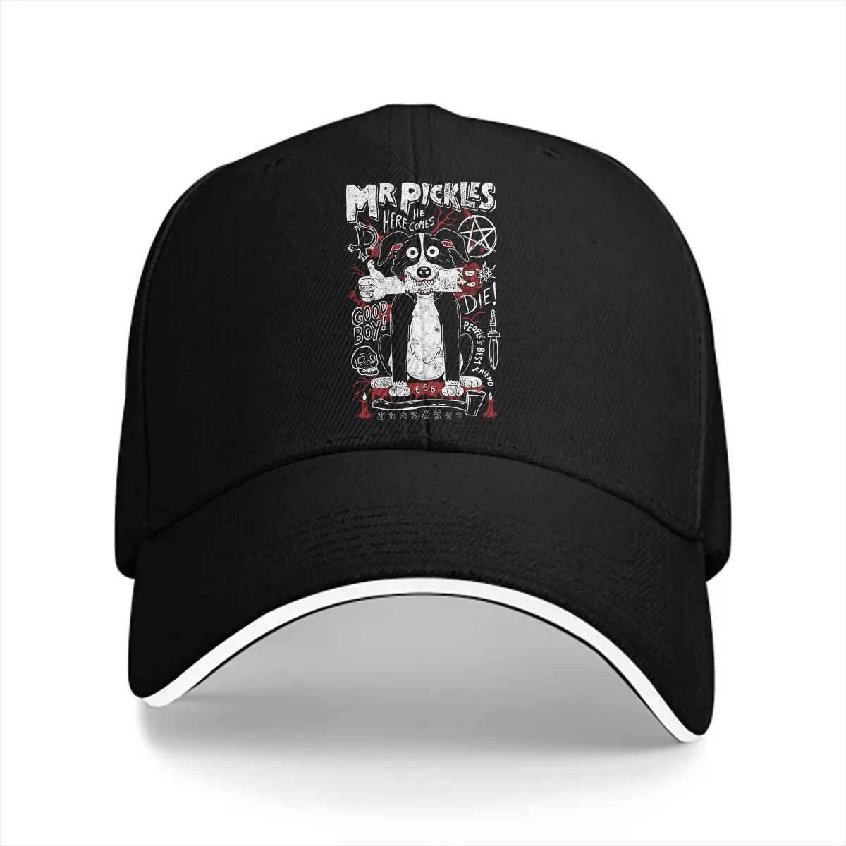 Washed Men's Baseball Cap Novelty Trucker Snapback Caps Dad Hat Mr Pickles Border Collie Animated Golf Hats