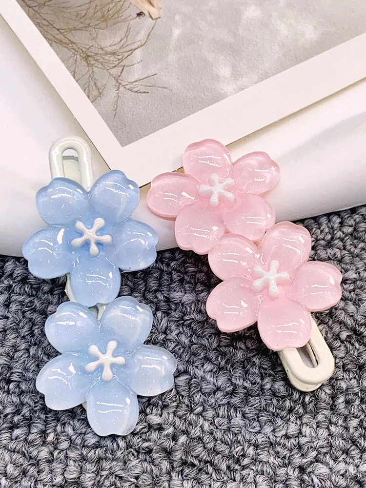 

1Pc Trendy Jelly Cherry Blossom Hair Clips Decorations For Women Sweet Girls Hair Pins Flower Hair Accessories For Wedding Party