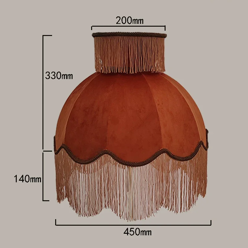 Floor lamp large lamp shade caramel velvet fringe lace lamp shade shell American modern handicraft