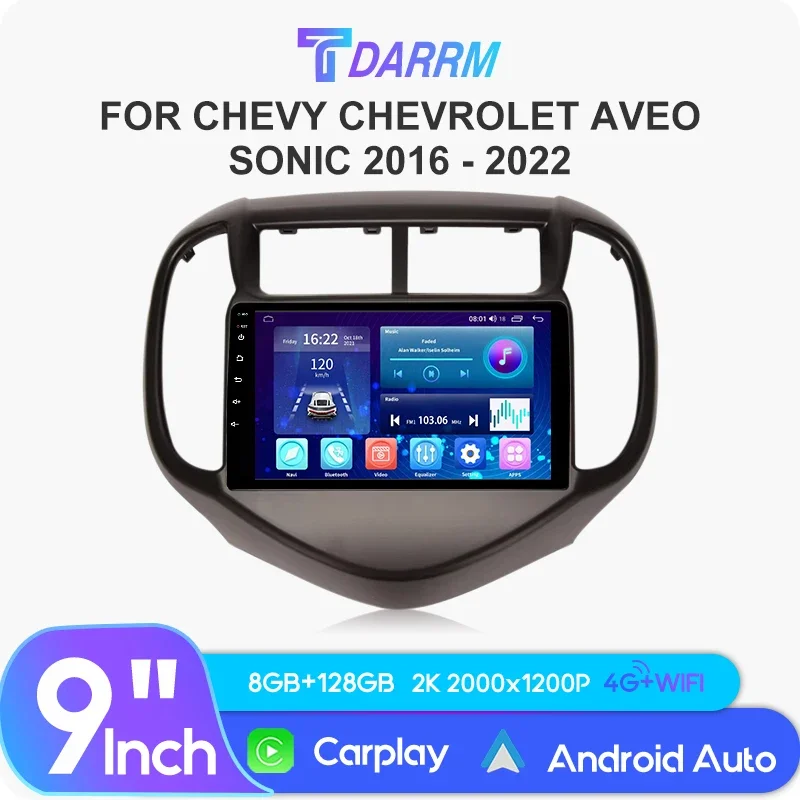 Android Auto For Chevrolet Aveo Sonic 2017 - 2021 Multimedia Car Radio Monitor Player Autoradio GPS Navigation Stereo Carplay BT