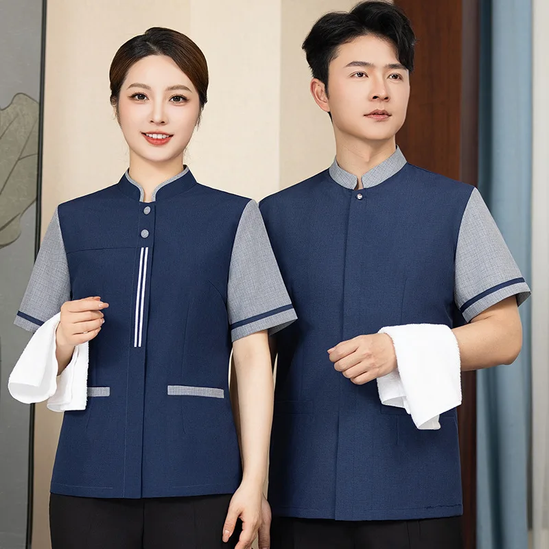 Cleaning Staff Uniform Short Sleeve Set Summer New Cleaning Clothes Property Guest Room Cleaning Auntie Outfit Unisex