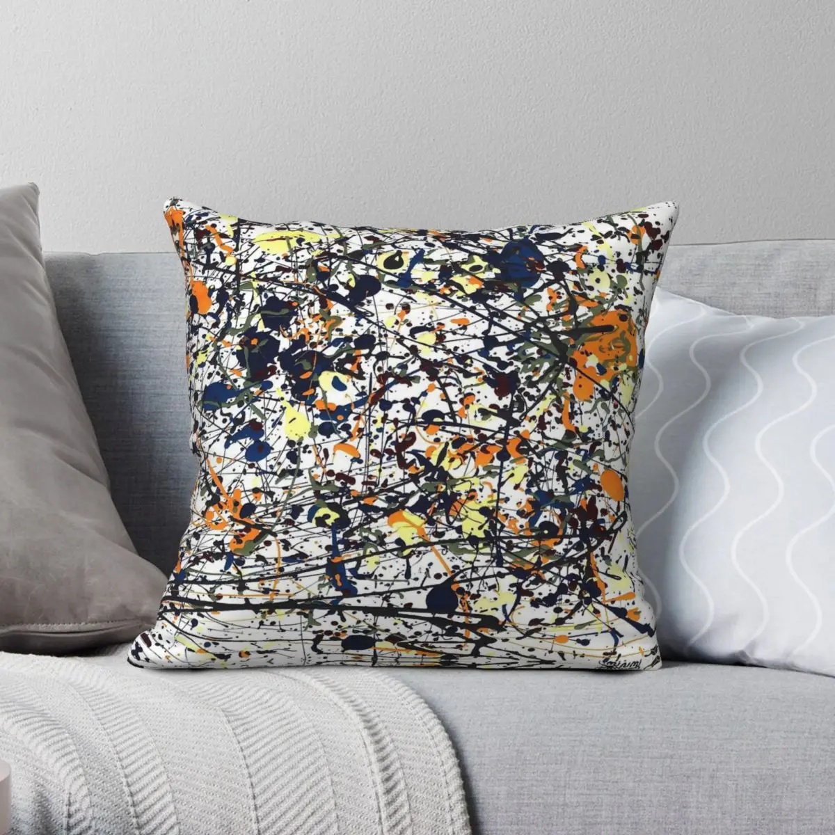 Mijumi Jackson Pollock Pillowcase Polyester Linen Velvet Creative Zip Decor Throw Pillow Case Bed Cushion Case 45x45