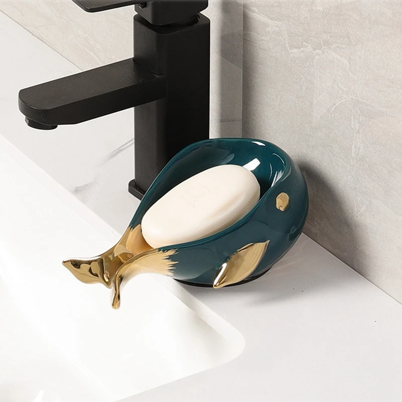 Whale Shape Self-Draining Soap Dish Holder Soap Dish For Bathroom And Shower, Easy To Clean