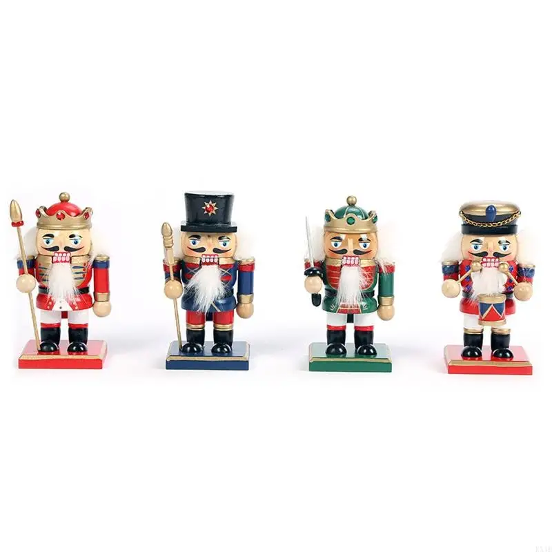 KX4B Christmas Nutcracker Soldier Ornaments 4pcs/set Birthday Wedding Holiday