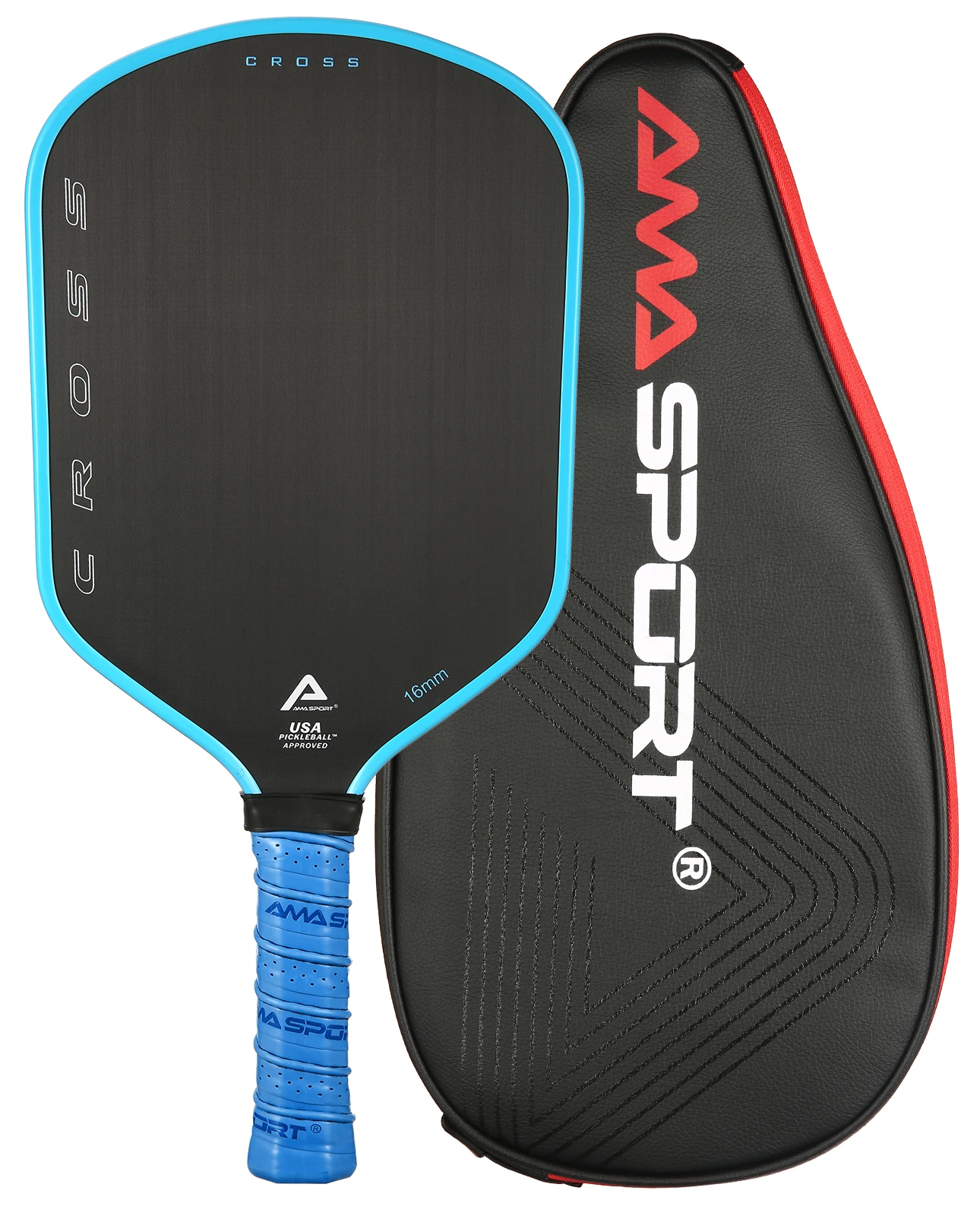 AMASPORT Pickleball Paddle with Cover Bag USAPA Approvel  Broader Head Shape Textured Carbon Fiber Thermoformed Rackets