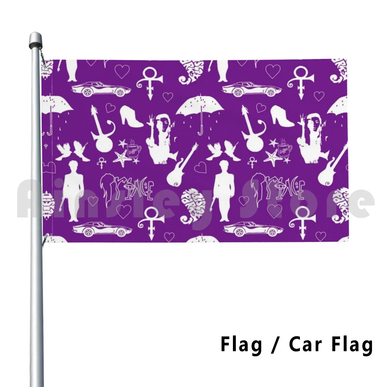 Узор принца 1, уличный декор, флаг, автомобильный флаг, 2013, принц, певец, Роджерс, Нельсон, фиолетовый, дождь, гитара, голуби, символ крика