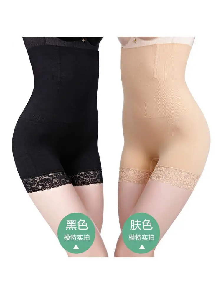 Women 4xl Oversized Underwear Size Thin Black Complexion Flat Angle Lace High Waist Abdominal Pants Body Shaping Hip Lifting