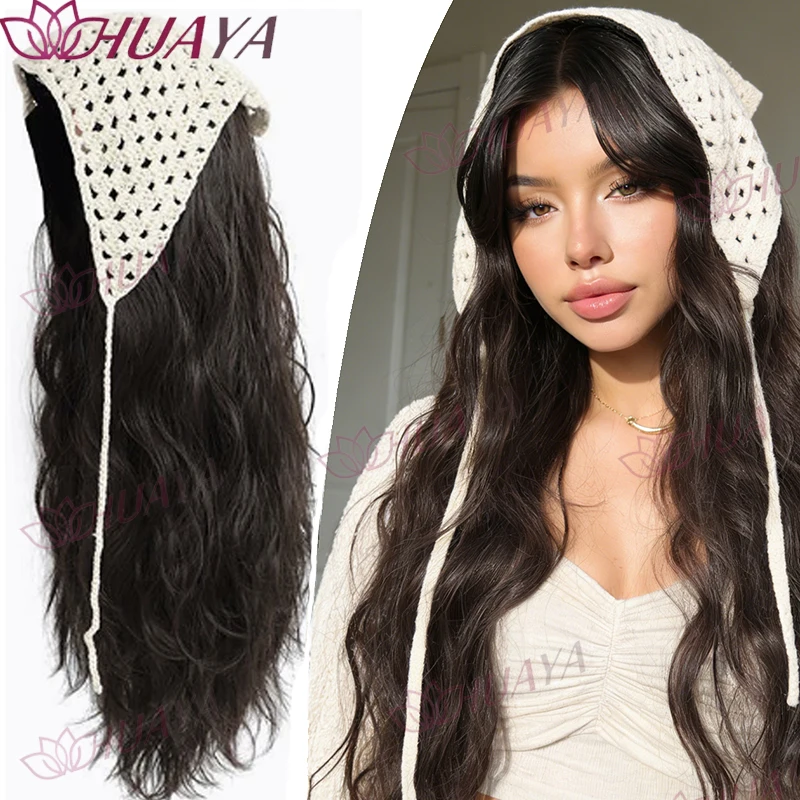 

Women's Synthetic Triangle Scarf Water Wave Half Wig, New Early Summer Style, Pastoral Handmade Crochet, Easy to Wear, Instant H