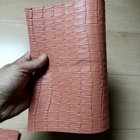 0.8/1mm Orange-Pink Vegetable-Tanned Cowhide. Top-Grain Leather.Genuine Leather Fabric.DIY For Wallet By Hand.Full Sheet Cutting